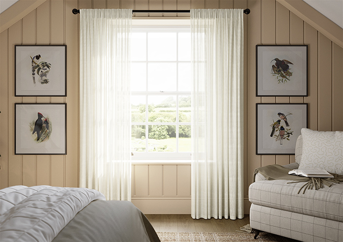 Catania Stripe Voile, Powder Cream - Made to Measure Curtains - Image 3